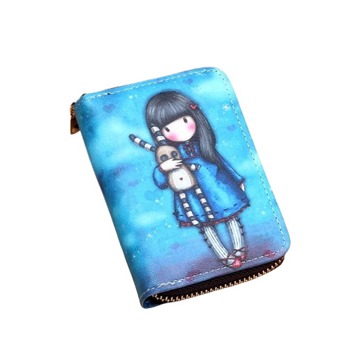Porte-carte en simili cuir zippé pour femme - Le Fashionista™ Bleu