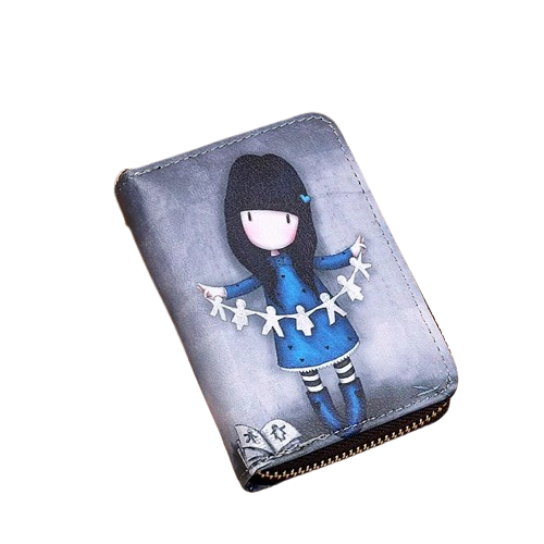 Porte-carte en simili cuir zippé pour femme - Le Fashionista™ Gris