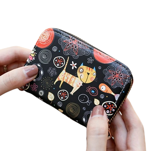 Porte-carte en simili cuir zippé pour femme - Le Fashionista™ Noir