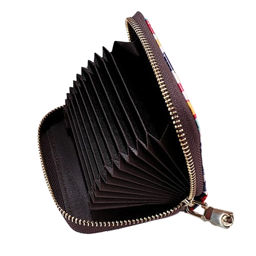 Porte-carte en simili cuir zippé pour femme - Le Fashionista™ Ouvert