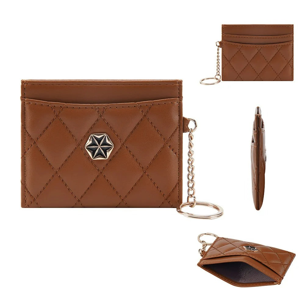 Porte-carte fashion fin à carreaux - Le Raffiné™ Marron