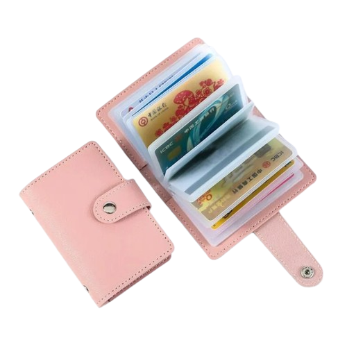 Porte-carte fermeture à pression - L'Indispensable™ Rose Pâle Ouvert