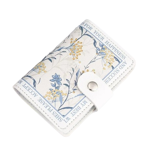 Porte-carte fermeture à pression imprimé fleurs - L'Indispensable™ Blanc 1