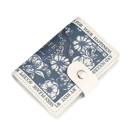 Porte-carte fermeture à pression imprimé fleurs - L'Indispensable™ Blanc 2