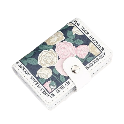 Porte-carte fermeture à pression imprimé fleurs - L'Indispensable™ Noir et Blanc 1