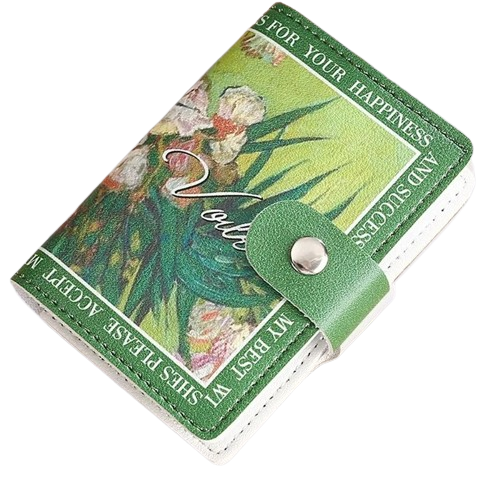 Porte-carte fermeture à pression imprimé fleurs - L'Indispensable™ Vert 1