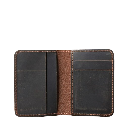 Porte-carte fin en cuir véritable - Le Protecteur™ Marron Foncé
