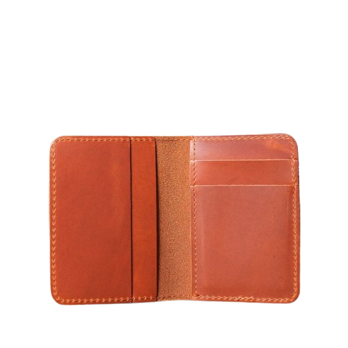 Porte-carte fin en cuir véritable - Le Protecteur™ Marron Rouge