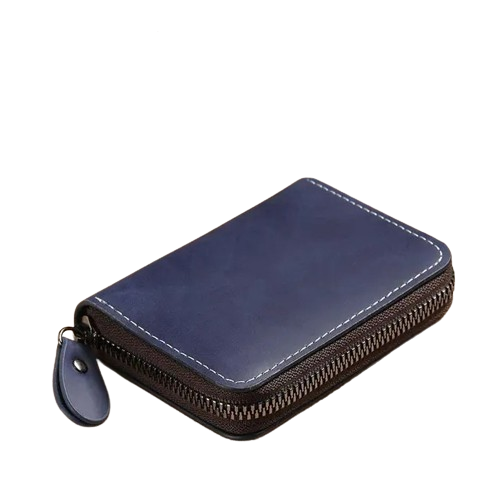 Porte-carte lisse fermeture à glissière - Le Classique™ Bleu