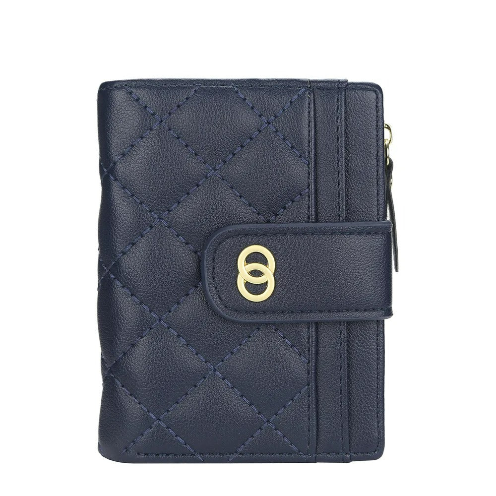 Porte-carte motif à carreaux fermeture à pression et à zip - Le Classe™ Bleu Foncé