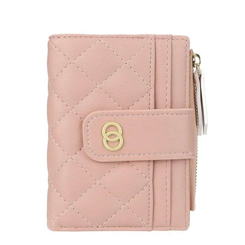 Porte-carte motif à carreaux fermeture à pression et à zip - Le Classe™ Rose