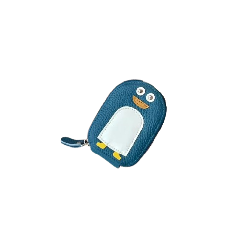 Porte-carte porte-monnaie compact en cuir avec fermeture éclair - Le Junior™ Bleu