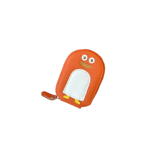 Porte-carte porte-monnaie compact en cuir avec fermeture éclair - Le Junior™ Orange