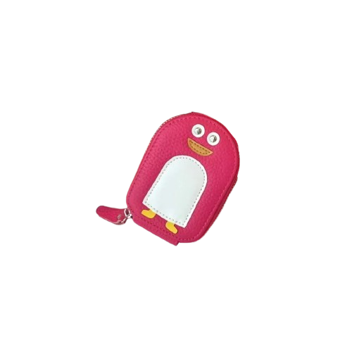 Porte-carte porte-monnaie compact en cuir avec fermeture éclair - Le Junior™ Rose rouge