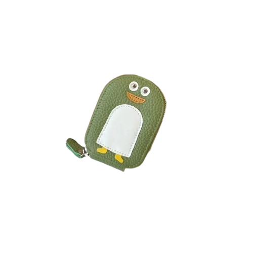Porte-carte porte-monnaie compact en cuir avec fermeture éclair - Le Junior™ Vert