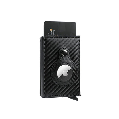 Porte-carte RFID en simili cuir pour Airtag Apple- Le Protecteur™ Noir effet carbone