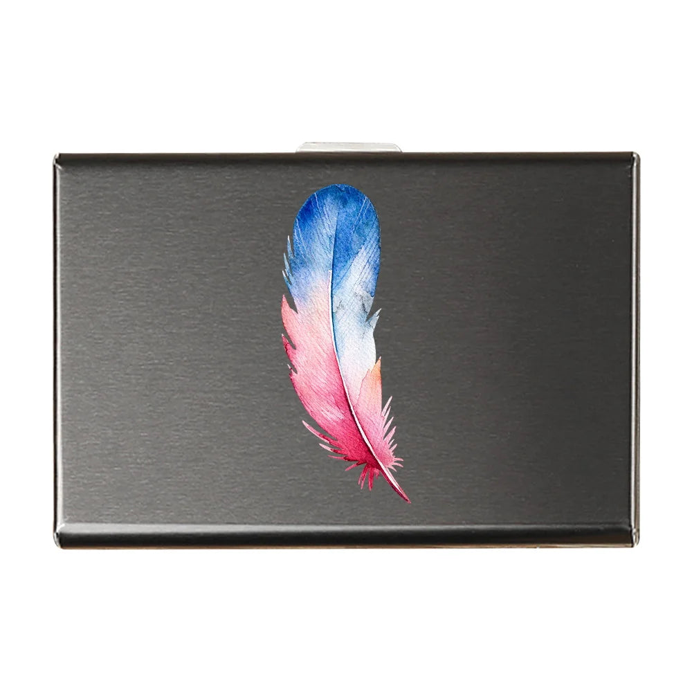 Porte-carte en métal motif plume - Le Protecteur™ France