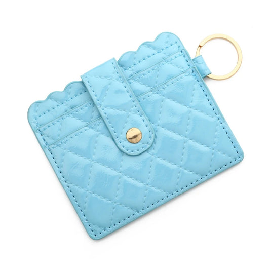 Porte-carte brillant motif à carreaux - Le Fashionista™ Bleu Ciel