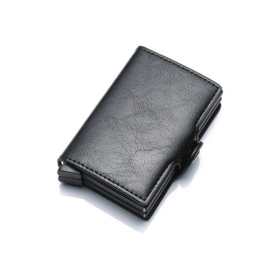 Porte-carte double anti-piratage et à pression - Le Robuste™ Noir Complet