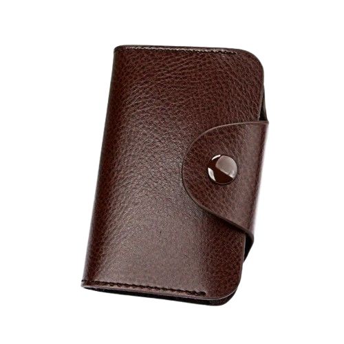 Porte-carte en cuir véritable fermeture à pression - Le Vintage™ Café