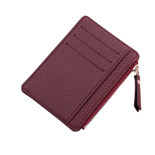 Porte-carte fermeture à glissière - Le Minimaliste™ Marron Rouge