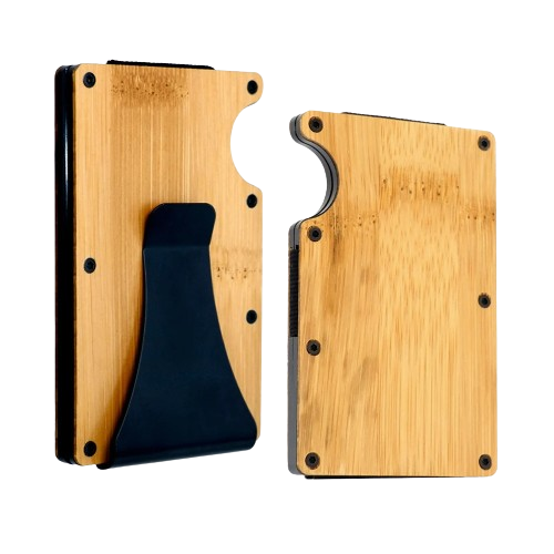 Porte-carte fin anti-piratage en aluminium et bois - Le Robuste™ Bambou