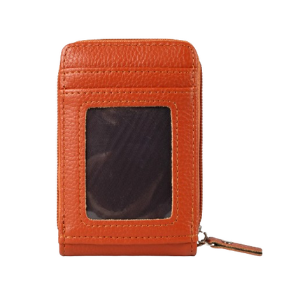 Porte-carte tendance fermeture zip - L'indispensable™ Marron Orange